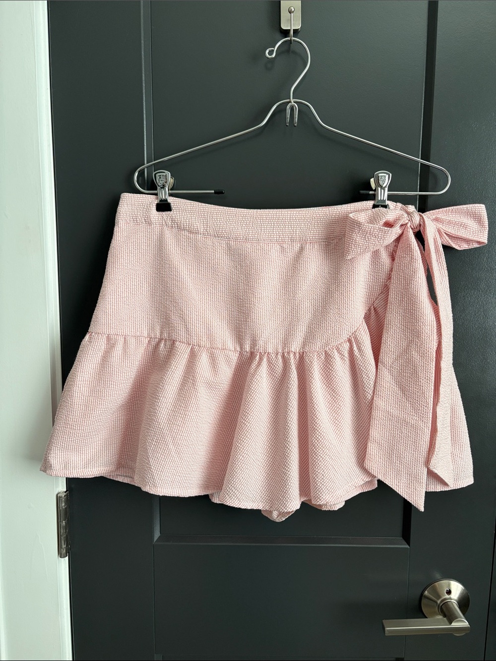 Blue Rain Blush Pink Tie-Side Ruffle Skater Skort